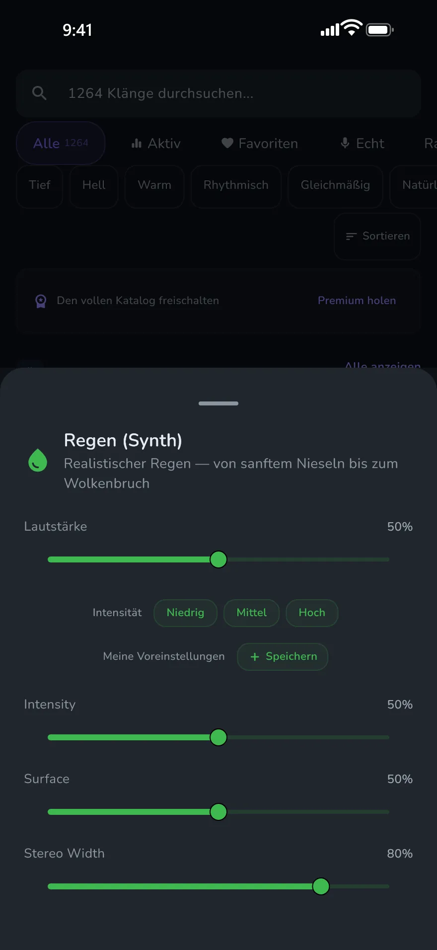 Der Bildschirm „Anpassen“ in Optophone