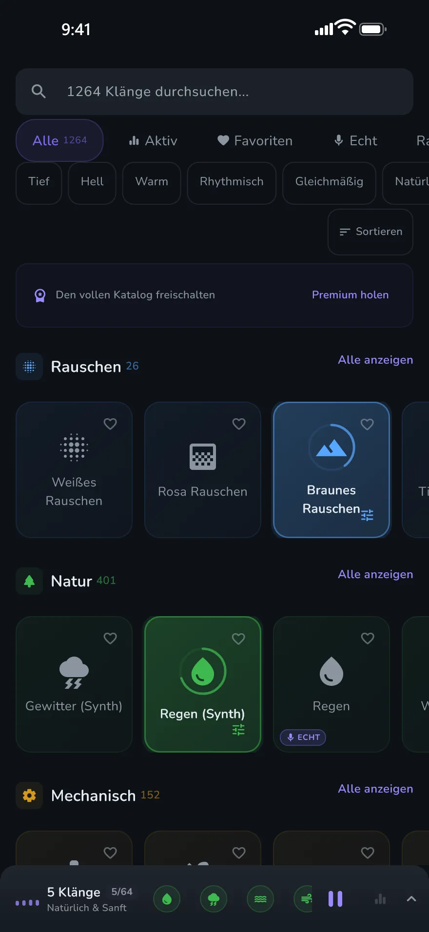 Der Bildschirm „Klänge“ in Optophone