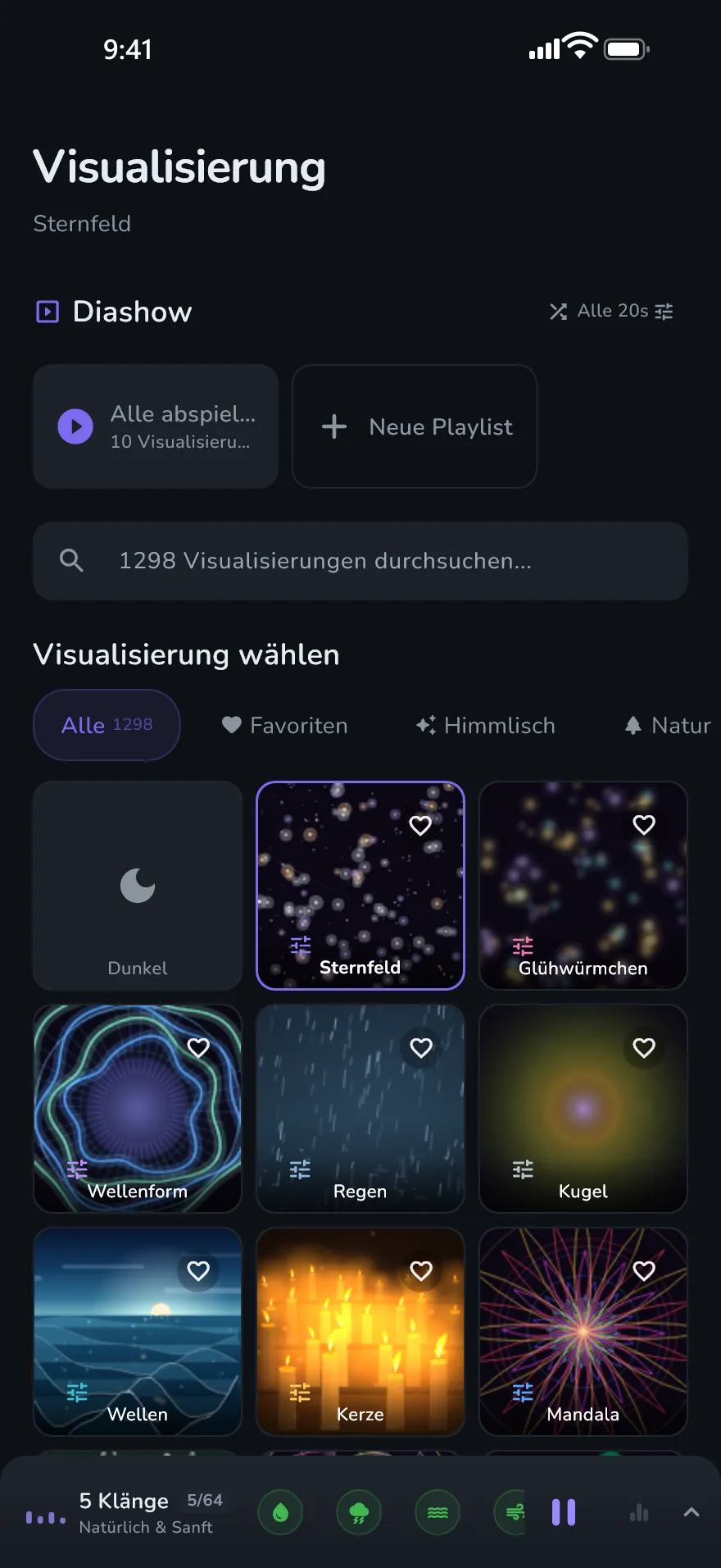 Der Bildschirm „Visualisierung“ in Optophone