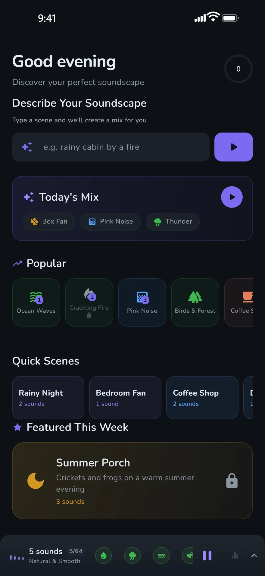 The Discover screen in Optophone
