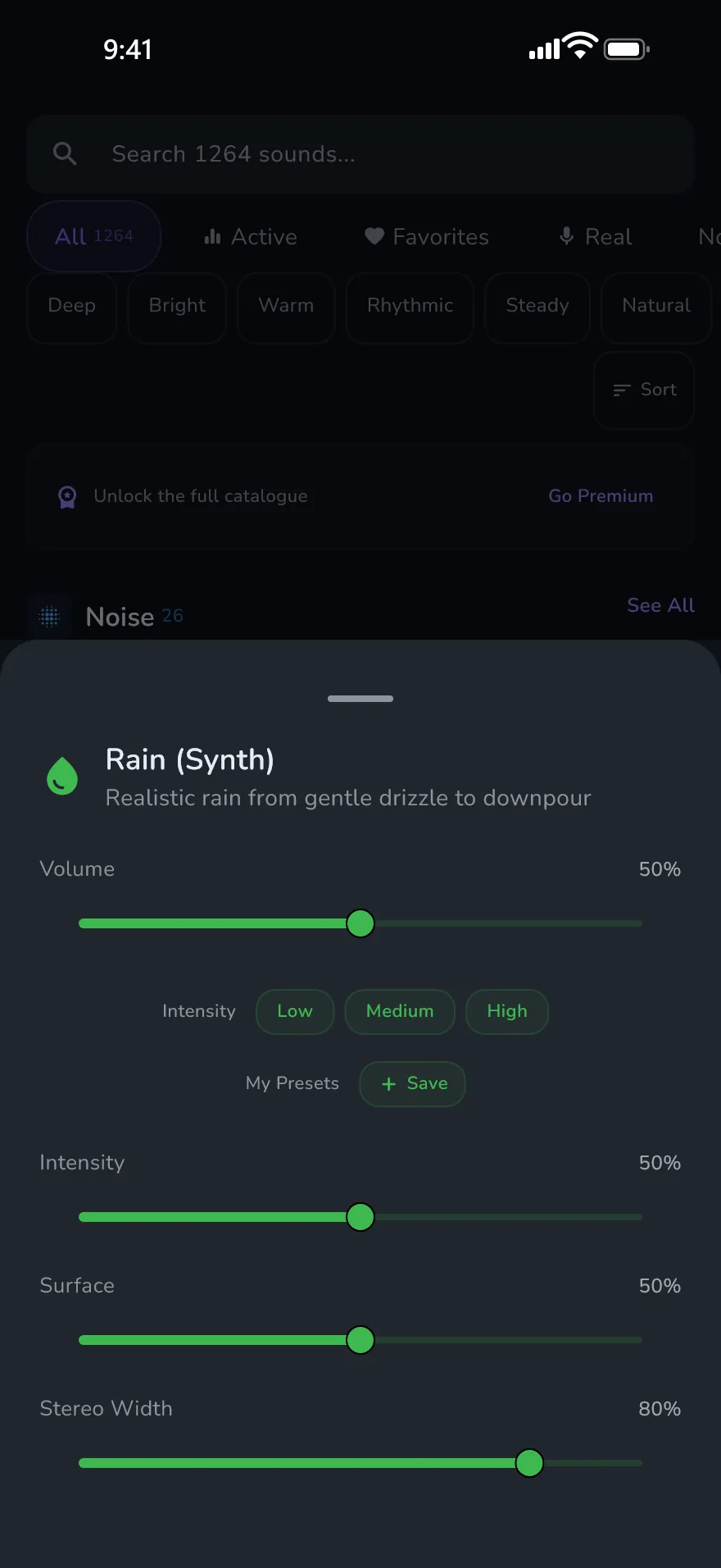 The Tune screen in Optophone