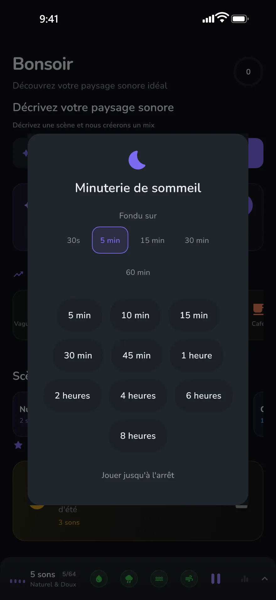 L’écran Minuterie de sommeil d’Optophone