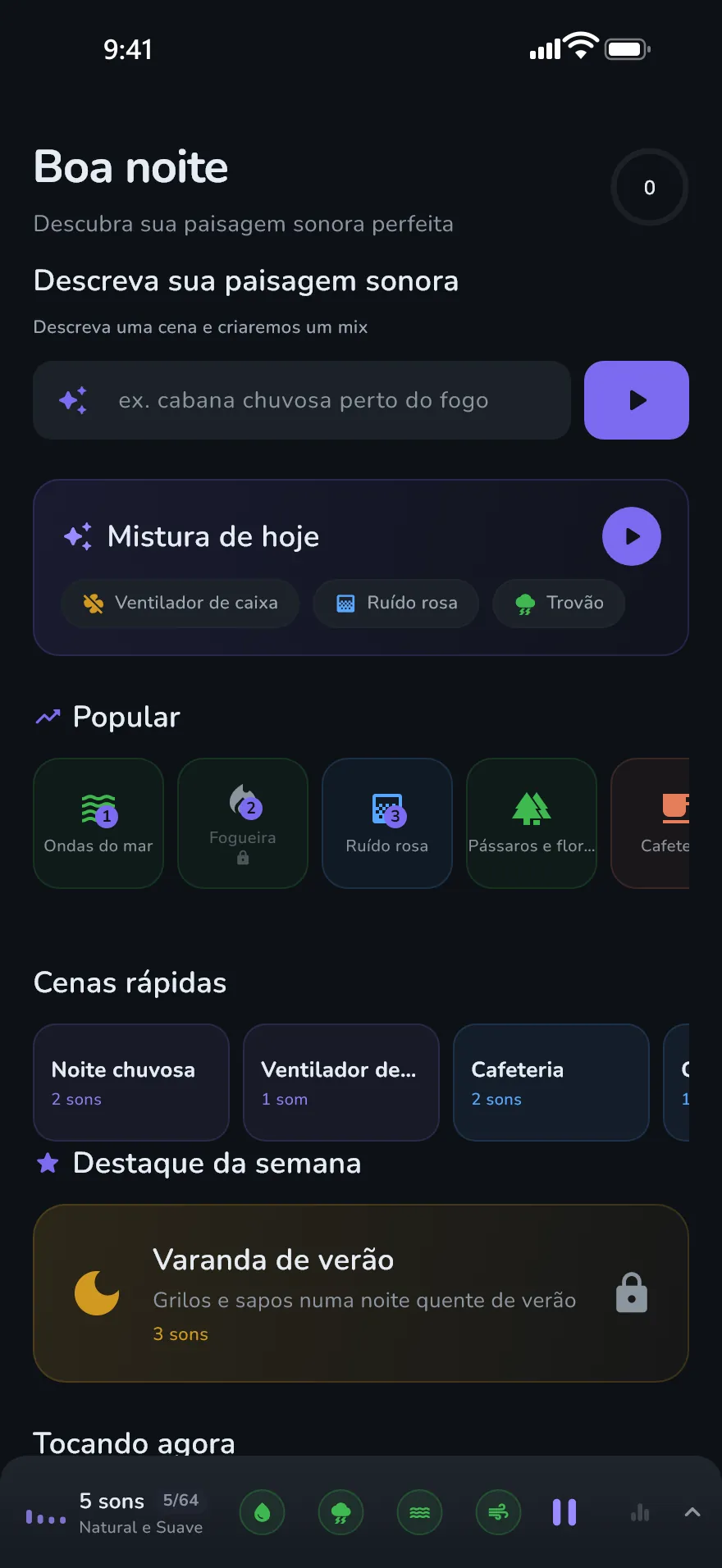 A tela Descobrir do Optophone