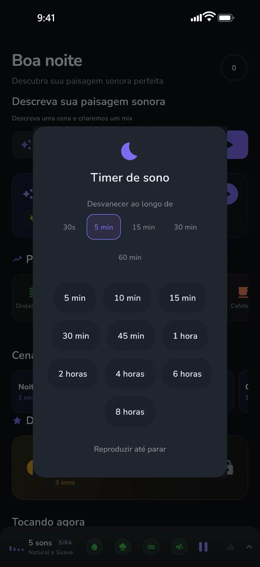 A tela Timer de sono do Optophone